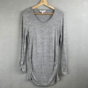 Market & Spruce Maternity Heather Gray Ruched Long Sleeve Stretch Tunic Top M